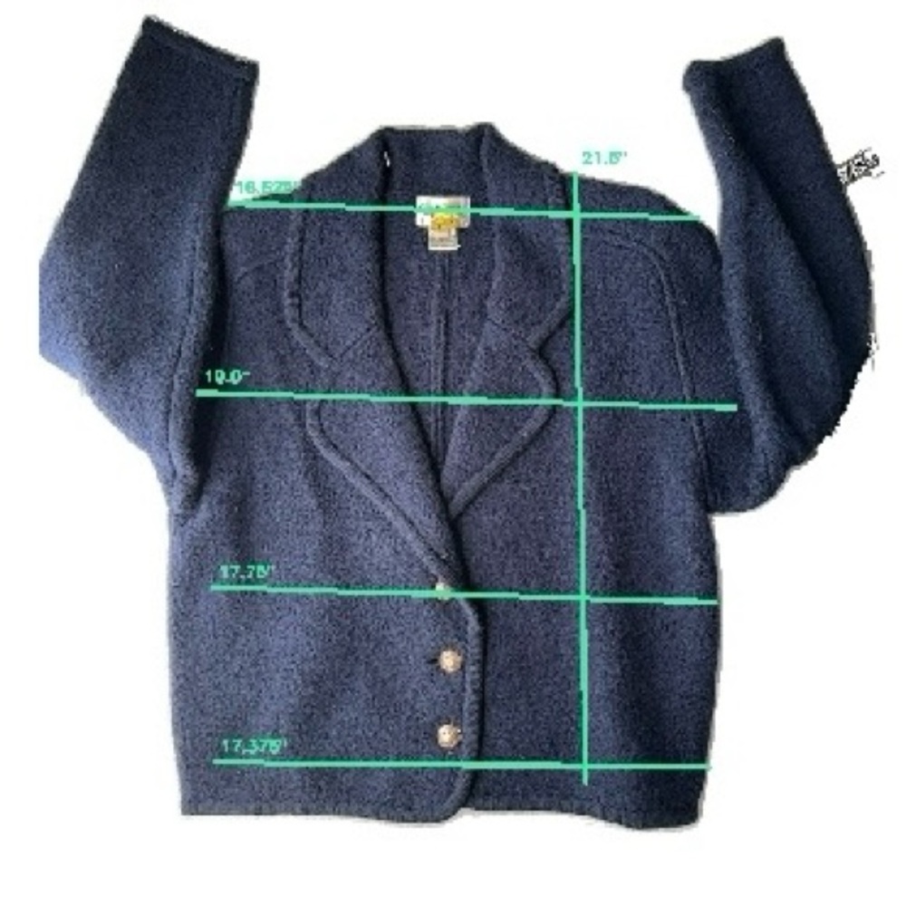 Carroll Reed 100% Wool Blue button down Long sleeve sweater jacket size 8 - Picture 4 of 16